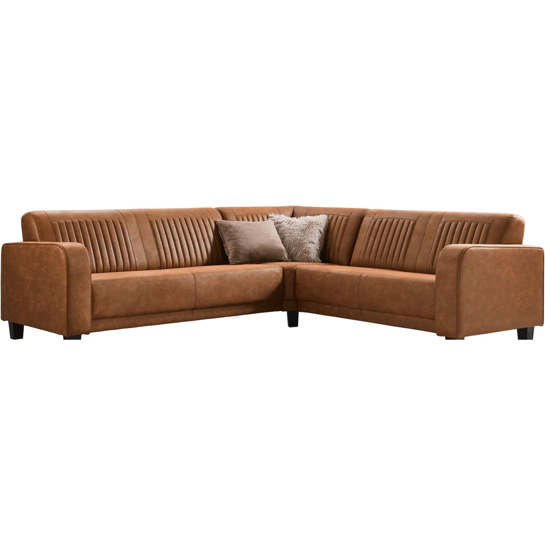 Hoekbank rechts Mills microleder cognac basic comfort 