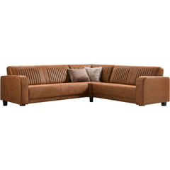 Hoekbank rechts Mills microleder cognac basic comfort 