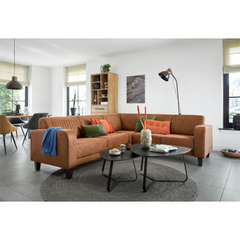 Hoekbank rechts Mills microleder cognac basic comfort 