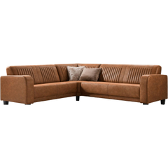 Hoekbank links Mills microleder cognac basic comfort