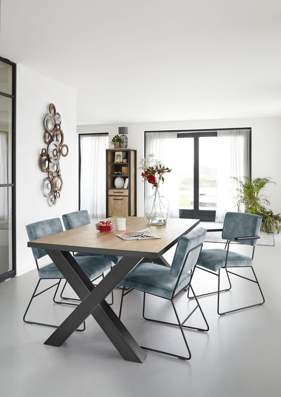 Eettafel met kruispoot Silvares 164x100 cm rechthoekig