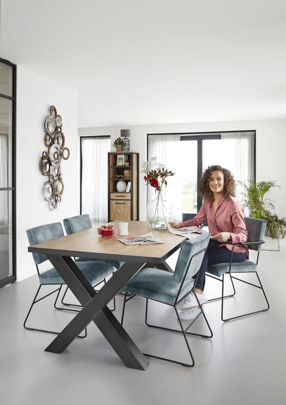 Eettafel met kruispoot Silvares 164x100 cm rechthoekig