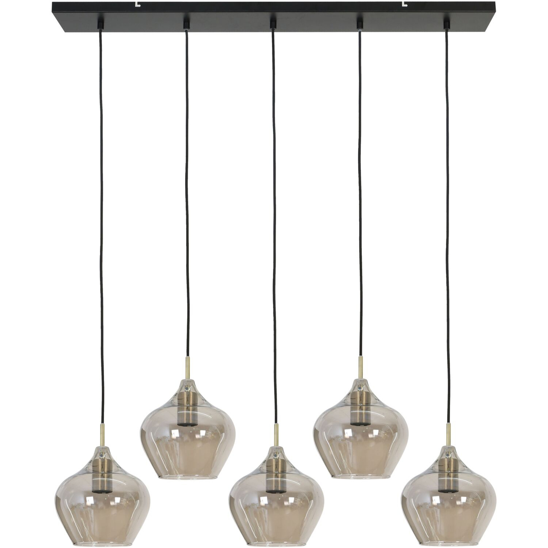 Hanglamp Winfield smoke glas 5-lichts
