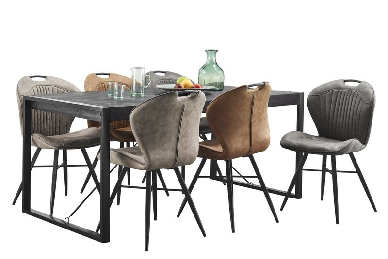 Eettafel Newhaven U-poot zwart 140x80 cm rechthoekig