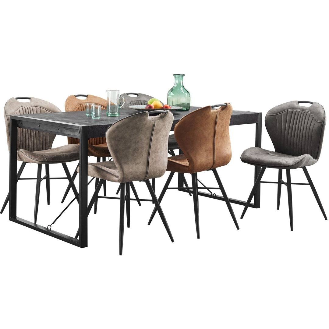 Eettafel Newhaven U-poot zwart 180x90 cm rechthoekig
