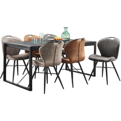 Eettafel Newhaven U-poot zwart 180x90 cm rechthoekig