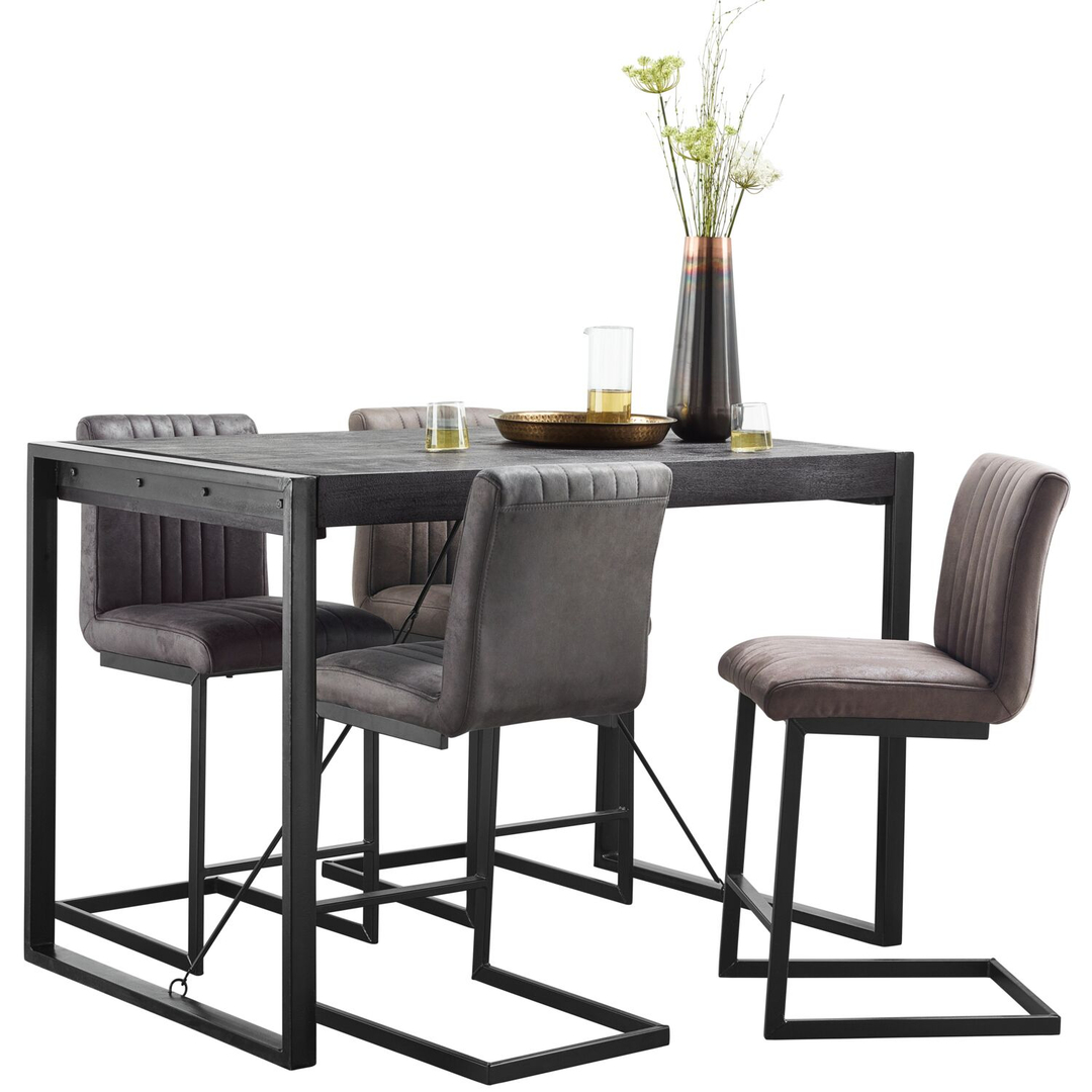 Bartafel Newhaven zwart mangohout 140x80 cm rechthoekig