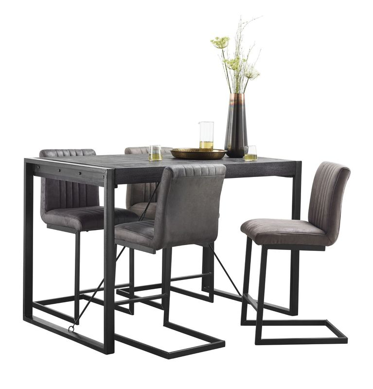 Bartafel Newhaven zwart mangohout 140x80 cm rechthoekig