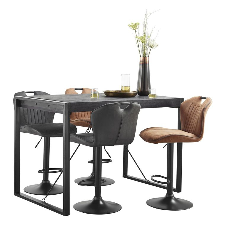 Bartafel Newhaven zwart mangohout 140x80 cm rechthoekig