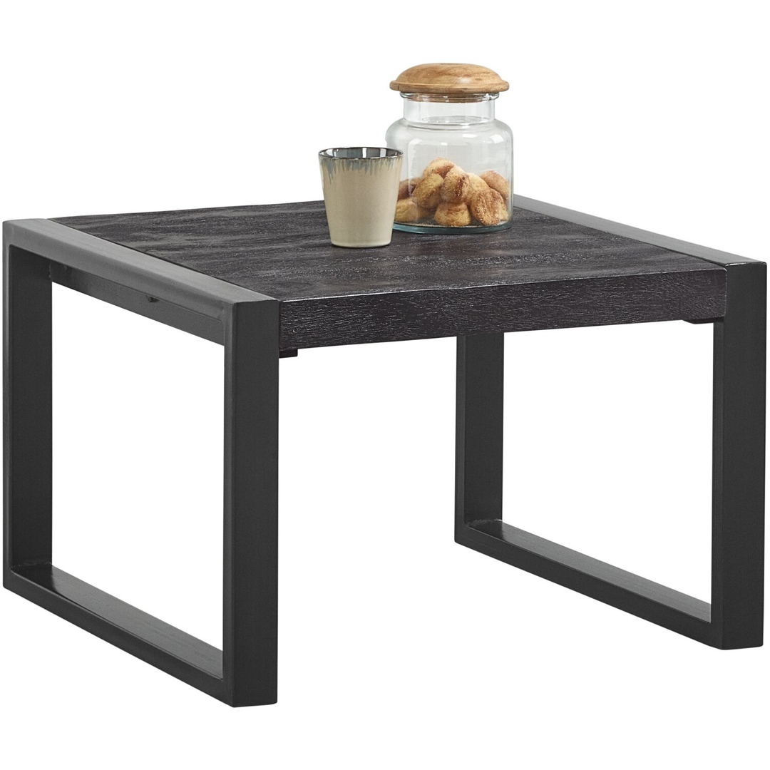 Bijzettafel Newhaven zwart mangohout 60 cm vierkant