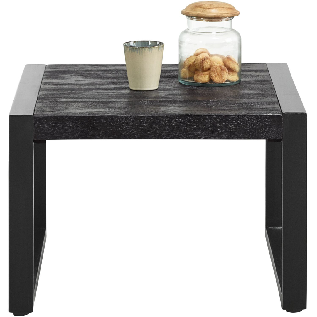 Bijzettafel Newhaven zwart mangohout 60 cm vierkant