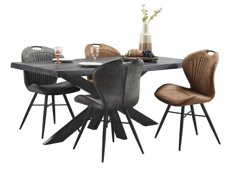 Eettafel Newhaven zwart mangohout 200x100 cm rechthoekig