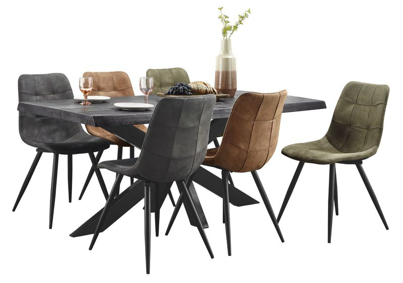 Eettafel Newhaven zwart mangohout 200x100 cm rechthoekig