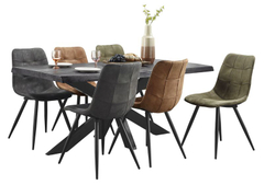 Eettafel Newhaven zwart mangohout 200x100 cm rechthoekig