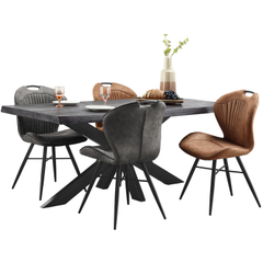 Eettafel Newhaven zwart mangohout 220x100 cm rechthoekig