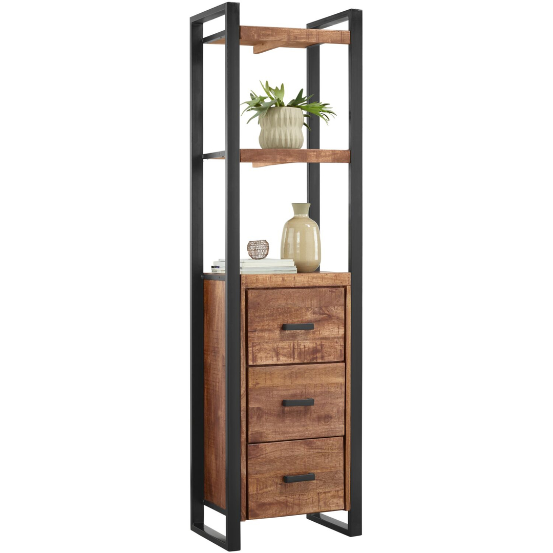 Boekenkast Newhaven mangohout 3 laden 200 cm