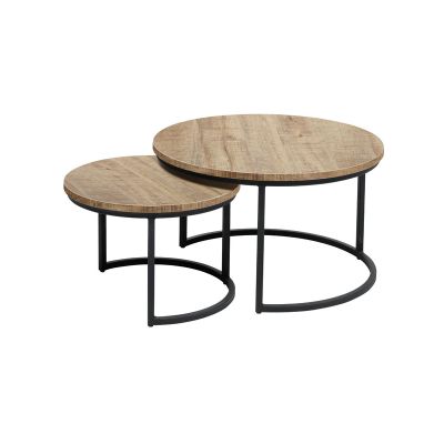 Salontafelset Lunata 55 en 75 cm rond mango
