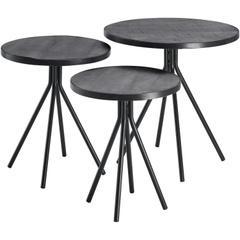 Bijzettafelset Chiva zwart (set van 3) rond