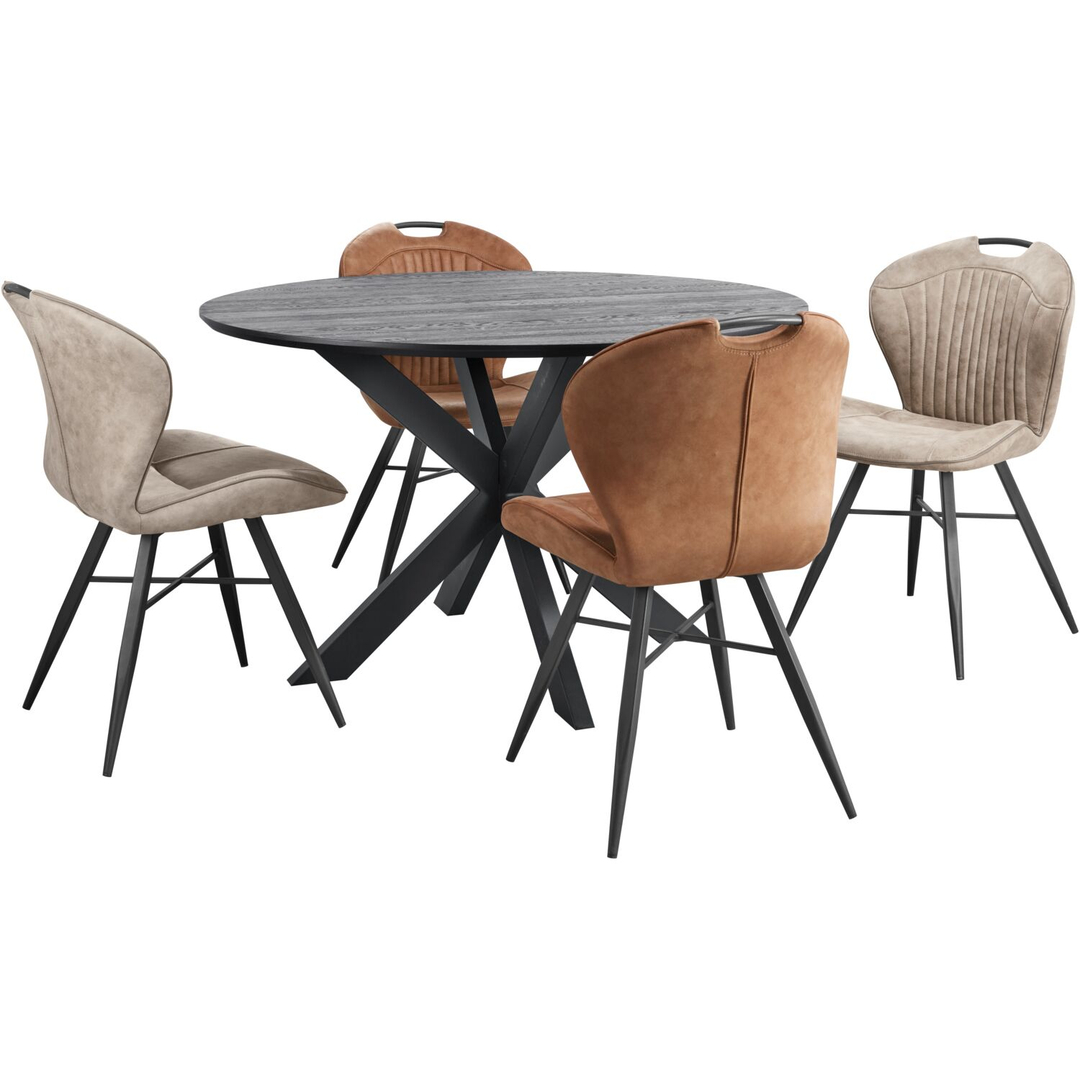 Eettafel Walden zwart eikenhout 130 cm  rond