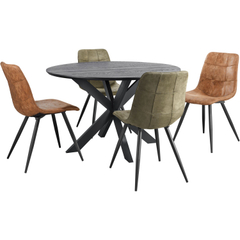 Eettafel Walden zwart eikenhout 130 cm  rond