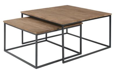 Salontafelset Pandera 65 en 80 vierkant mango bruin