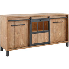 Dressoir Alva 90x179x50 cm orange teak met verlichting