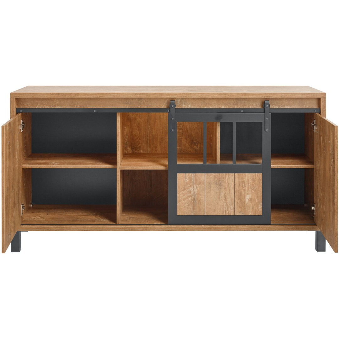 Dressoir Alva 90x179x50 cm orange teak met verlichting