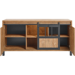 Dressoir Alva 90x179x50 cm orange teak met verlichting