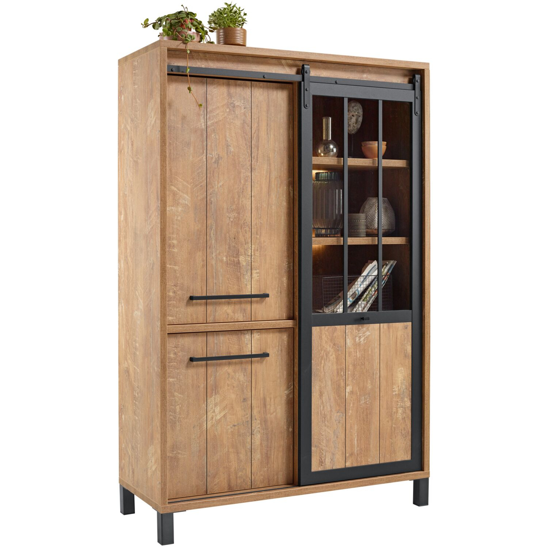 Opbergkast Alva 188x122x50 cm orange teak met verlichting