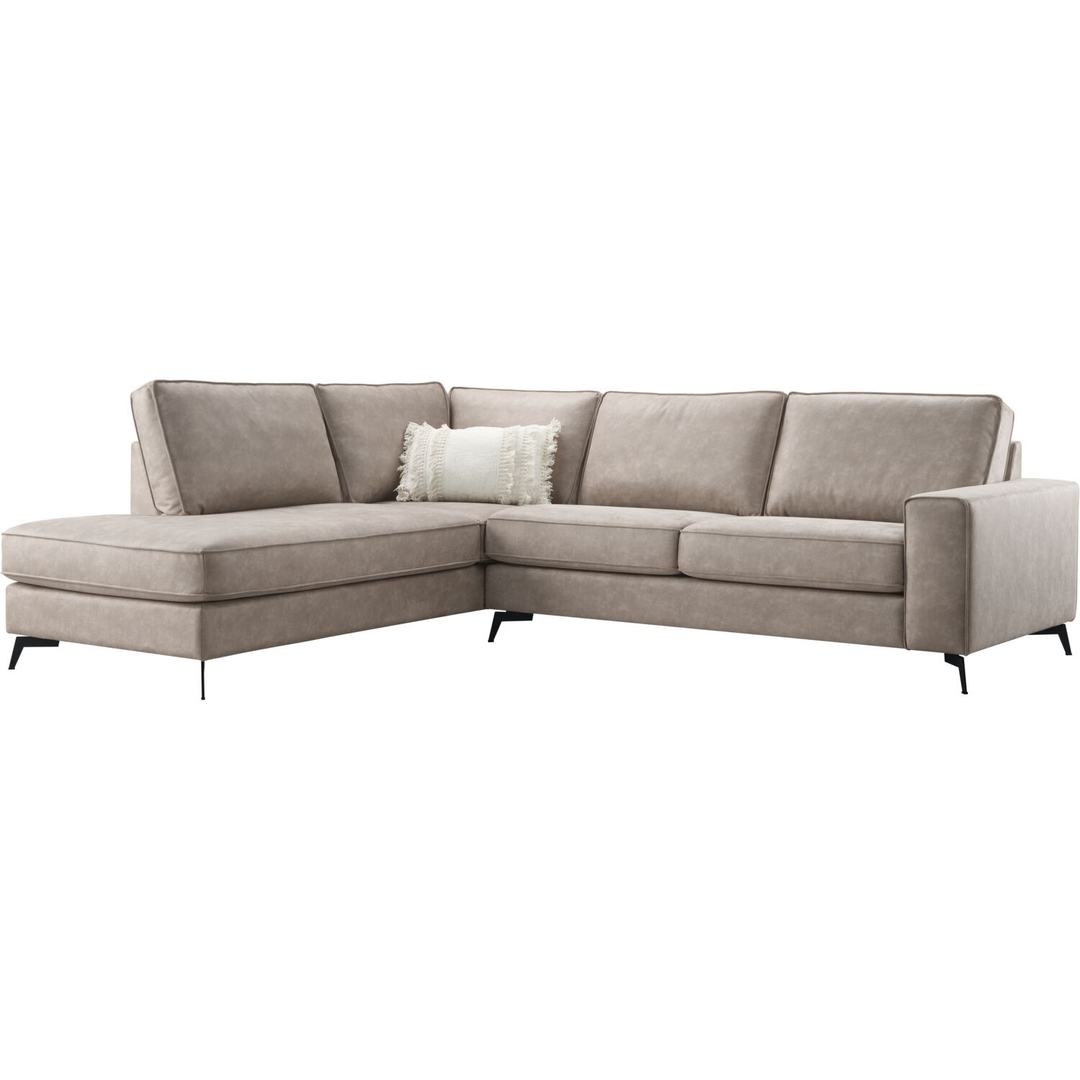 Hoekbank links Totham taupe microleder basic comfort