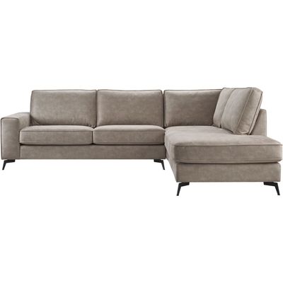 Hoekbank rechts Totham microleder taupe basic comfort