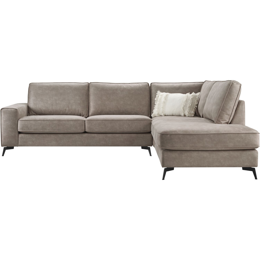 Hoekbank rechts Totham microleder taupe basic comfort