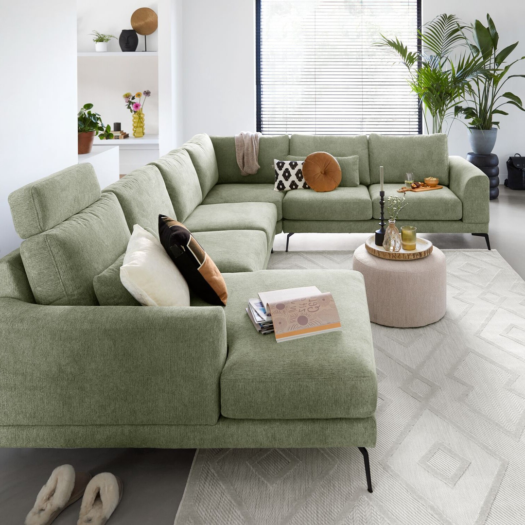 Hoekbank rechts Flandria groen basic comfort