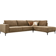 Hoekbank rechts Clanton bruin basic comfort