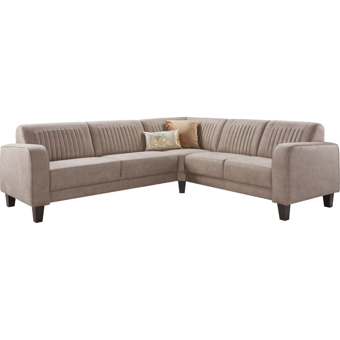 Hoekbank rechts Mills microleder taupe premium comfort