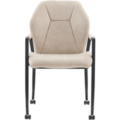 Eetkamerstoel Morada microvezel beige met wieltjes
