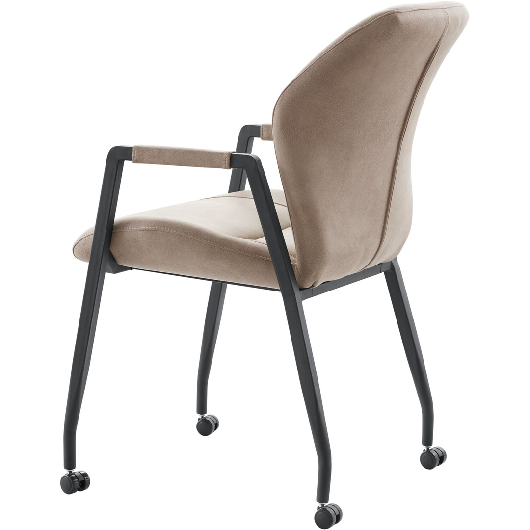 Eetkamerstoel Morada microvezel taupe met wieltjes