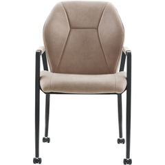 Eetkamerstoel Morada microvezel taupe met wieltjes