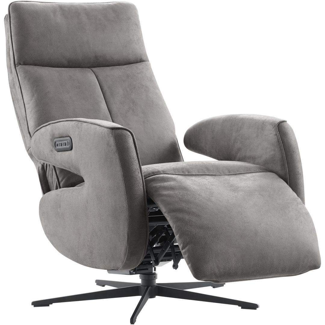 Relaxfauteuil Niland elektrisch medium microleder grijs