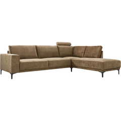 Hoekbank rechts Clanton bruin basic comfort met hoofdsteun