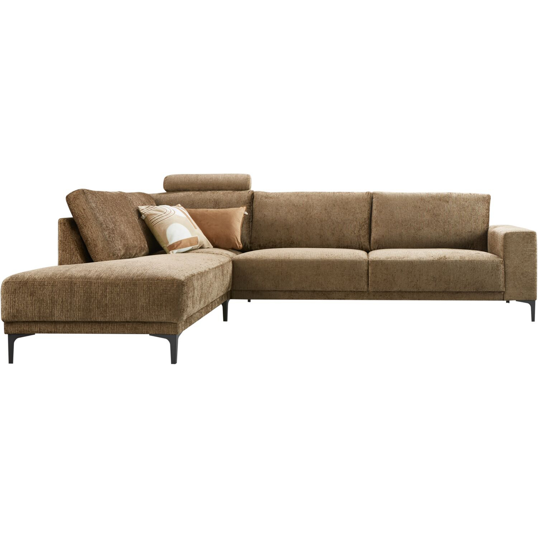 Hoekbank links Clanton bruin basic comfort met hoofdsteun