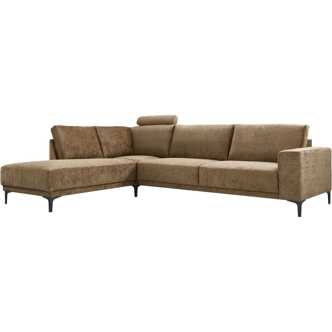 Hoekbank links Clanton bruin basic comfort met hoofdsteun