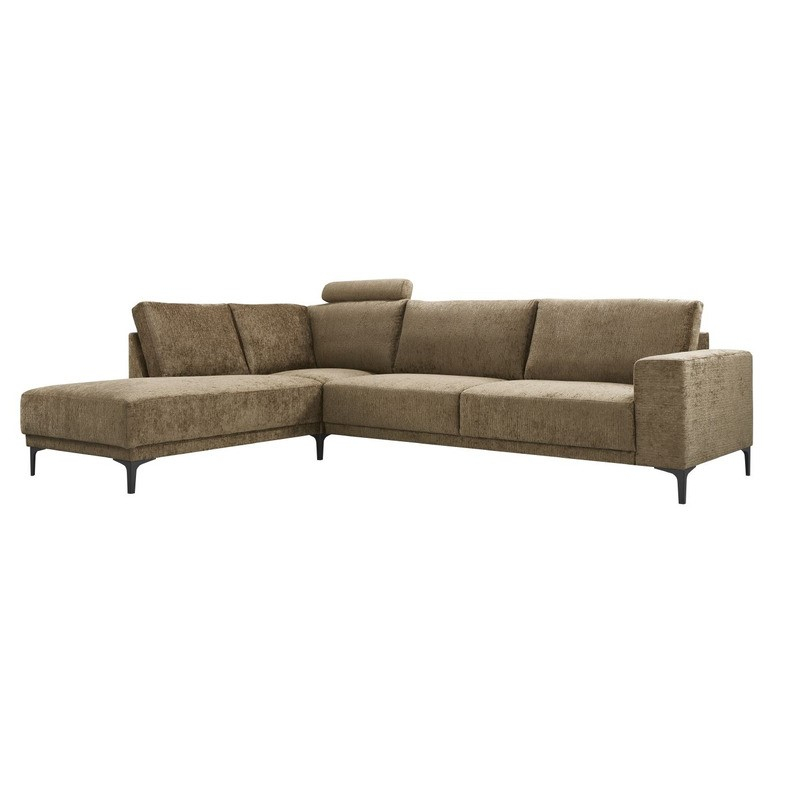 Hoekbank links Clanton bruin premium comfort met hoofdsteun