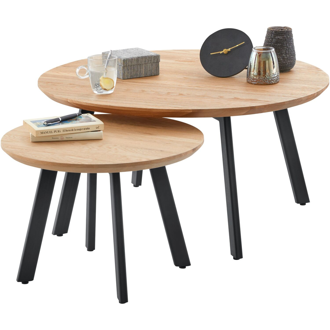 Bijzettafel Widnes eikenhout 50 cm rond