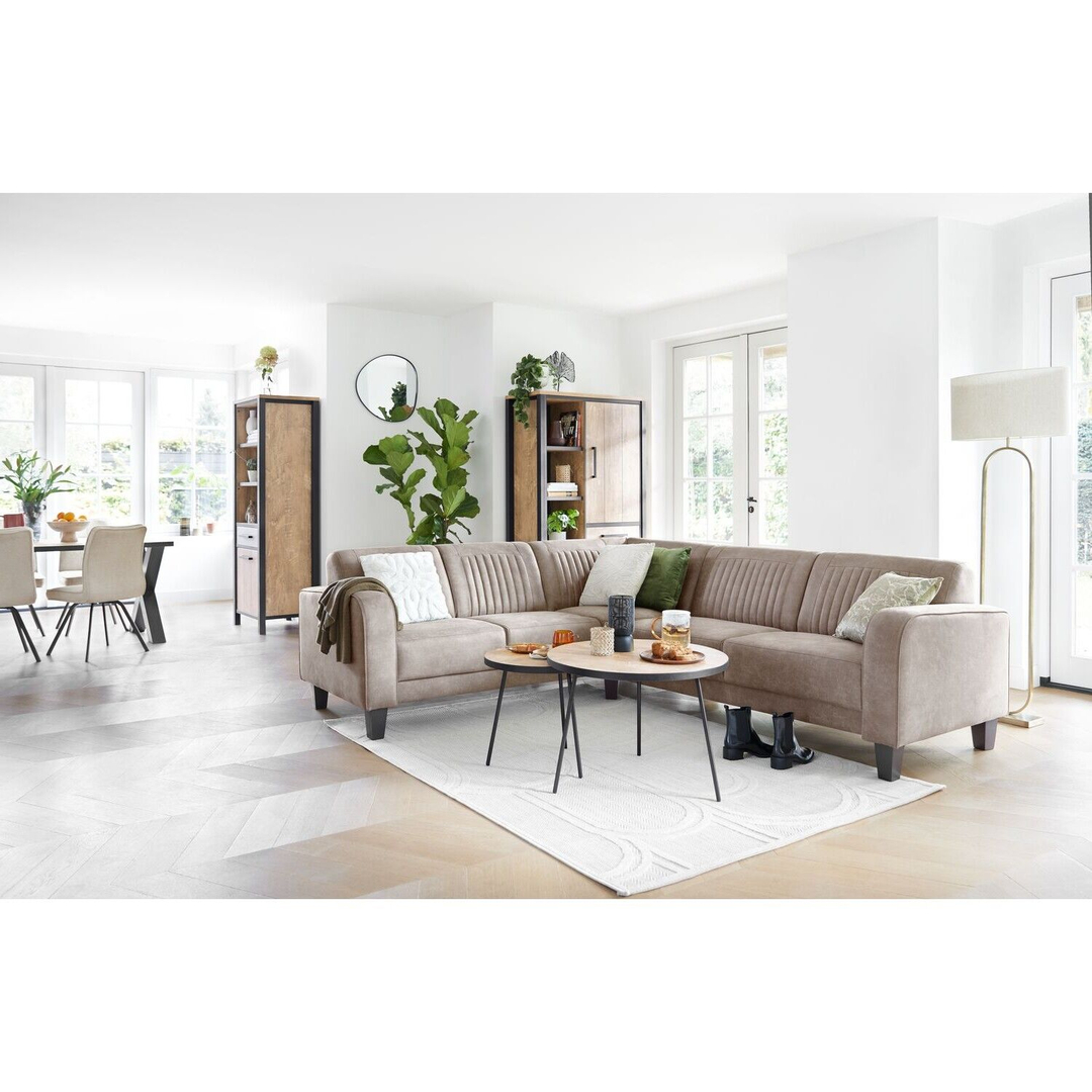 Hoekbank links Mills microleder taupe premium comfort