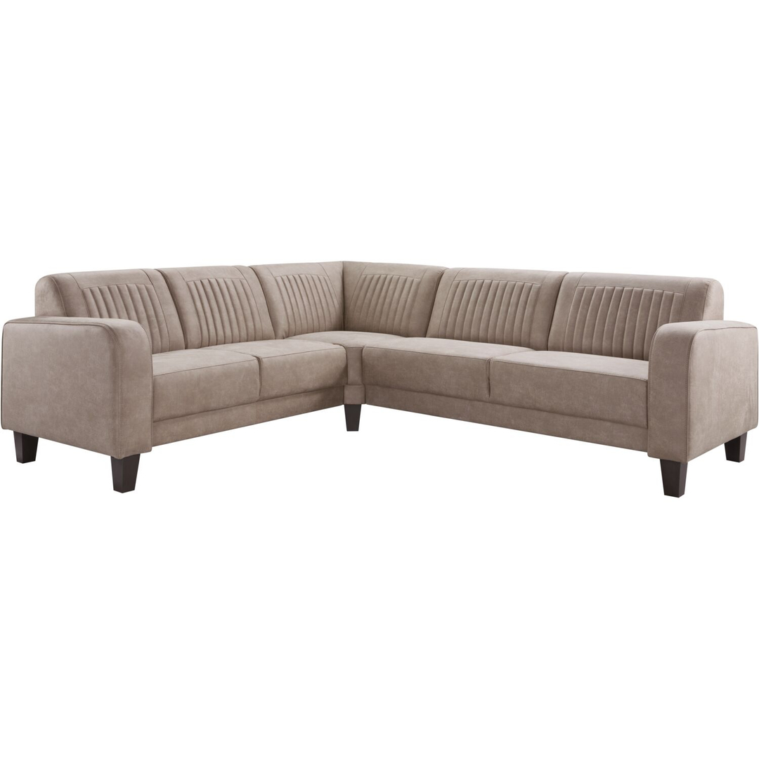 Hoekbank links Mills microleder taupe basic comfort