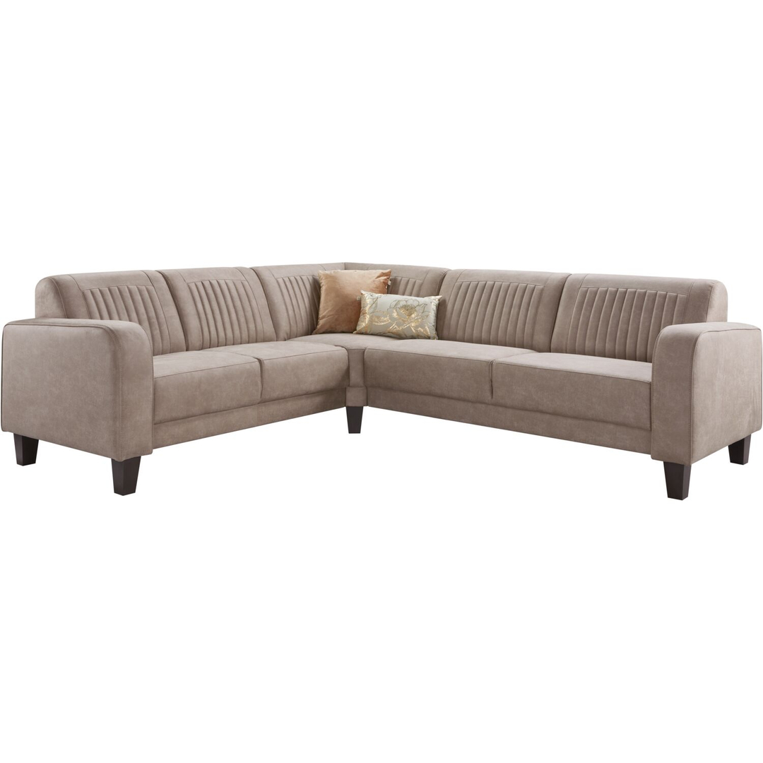 Hoekbank links Mills microleder taupe basic comfort