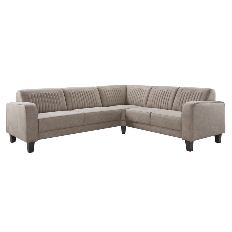 Hoekbank rechts Mills microleder taupe basic comfort