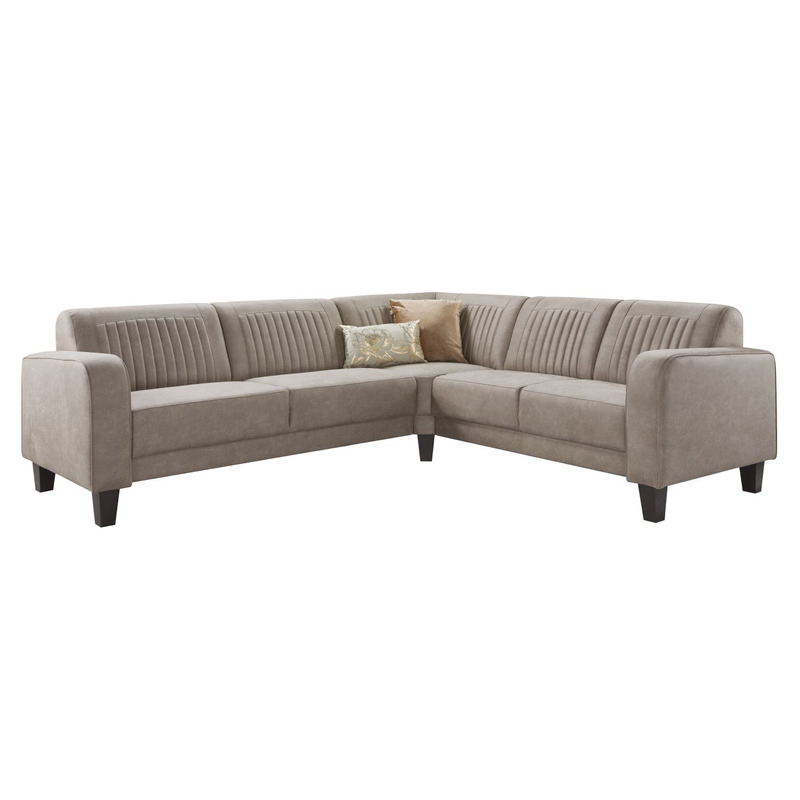 Hoekbank rechts Mills microleder taupe basic comfort
