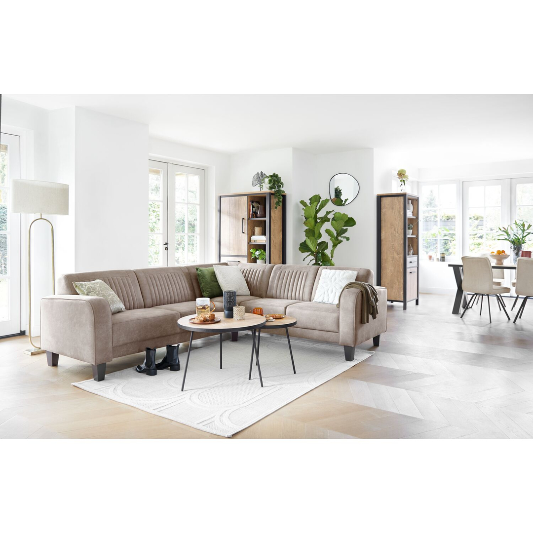 Hoekbank rechts Mills microleder taupe basic comfort